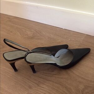 Gucci Women's Black Pointed Slingback Heels